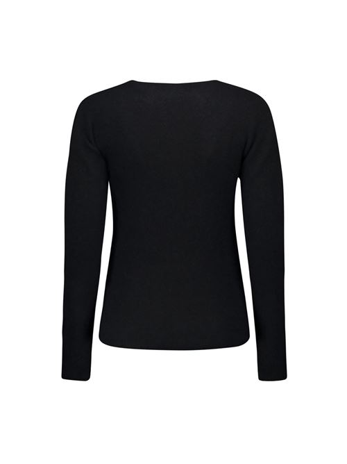 Maglione Donna nero con cuciture a costine ROBERTO COLLINA | P01001P0109